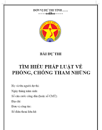 Mẫu bìa bài dự thi tìm hiểu pháp luật về Phòng chống tham nhũng chi