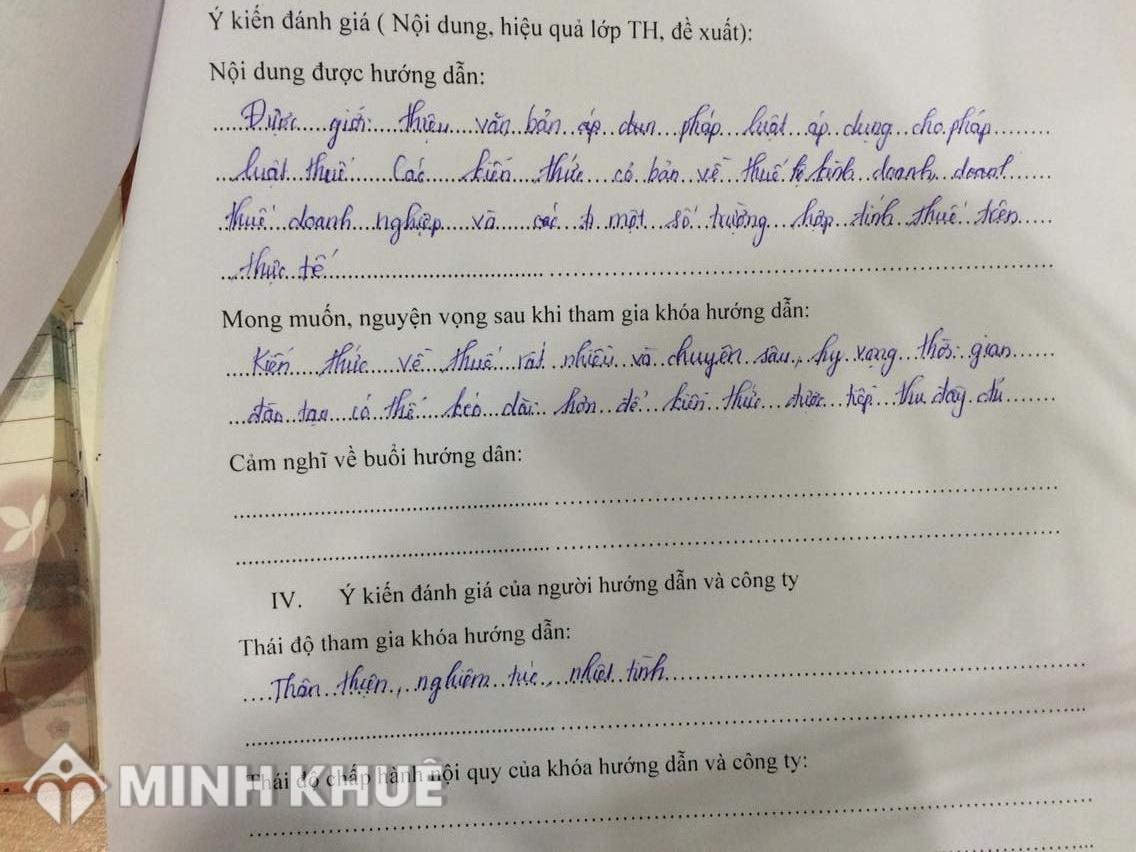 Kỹ năng tư vấn pháp luật Thuế cho học viên Công ty Luật Minh Khuê tháng 3 năm 2016
