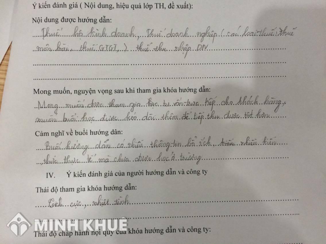 Kỹ năng tư vấn pháp luật Thuế cho học viên Công ty Luật Minh Khuê tháng 3 năm 2016