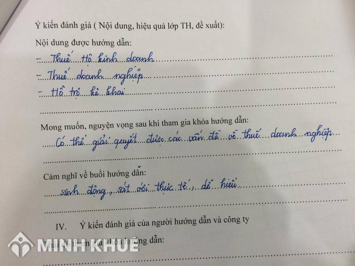 Kỹ năng tư vấn pháp luật Thuế cho học viên Công ty Luật Minh Khuê tháng 3 năm 2016