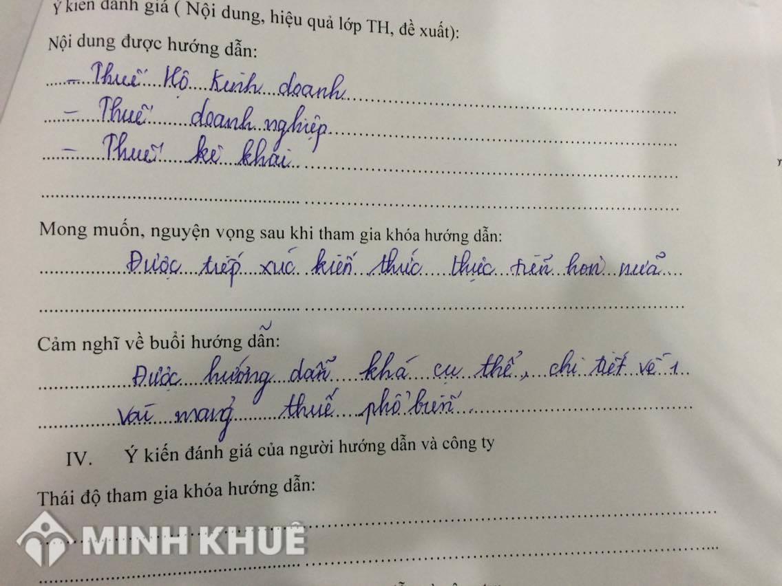 Kỹ năng tư vấn pháp luật Thuế cho học viên Công ty Luật Minh Khuê tháng 3 năm 2016