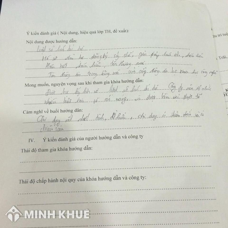 Cảm nhận về buổi học Đào tạo kỹ năng tư vấn luật sở hữu trí tuệ của Công ty Luật Minh Khuê tháng 05/2016