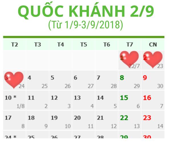 Lịch nghỉ chính thức mùng 2/9 năm 2018