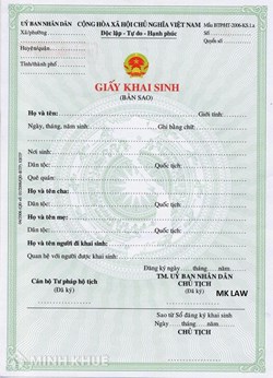 Sinh năm 1952 có làm được giấy khai sinh không ?
