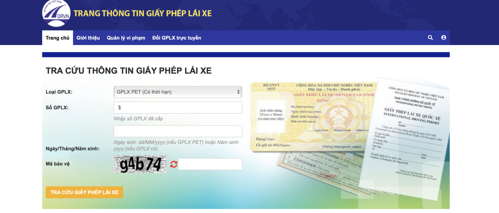 Hướng dẫn tra cứu giấy phép lái xe trên trang Ggplx.gov.vn 2023