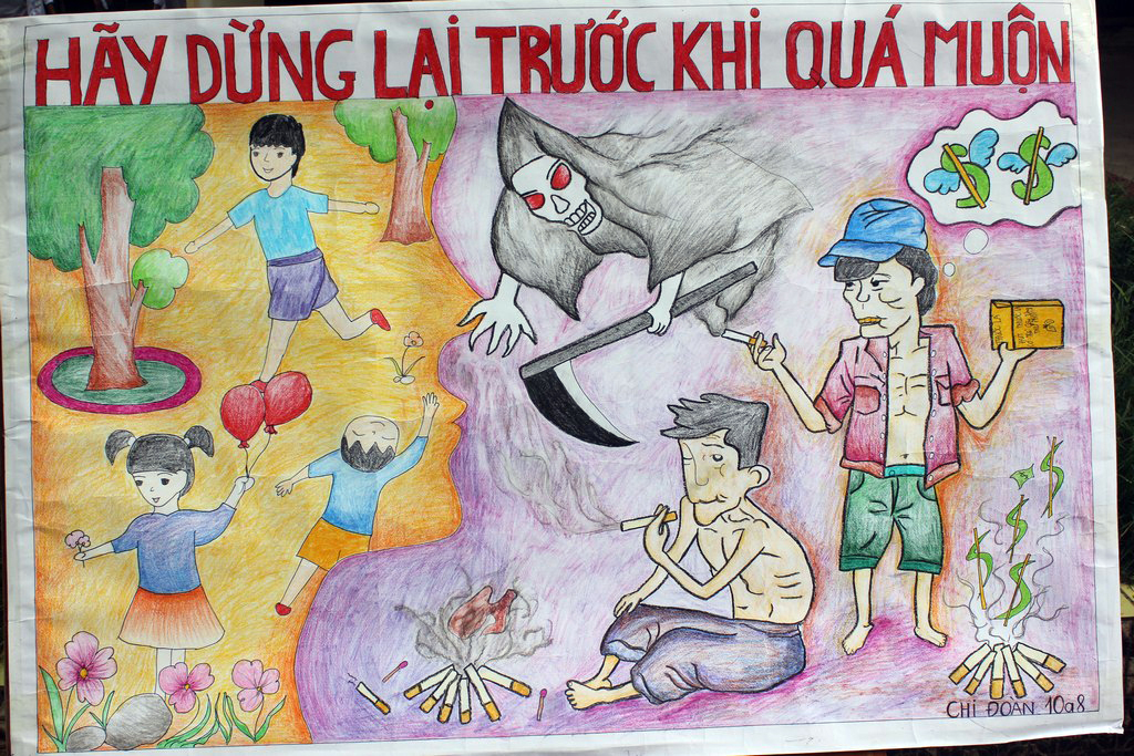 Tranh tuyên truyền tác hại của thuốc lá đẹp, ấn tượng nhất 2023