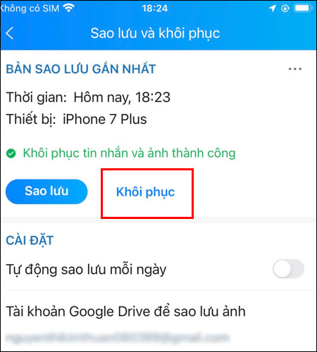 Cách khôi phục tin nhắn đã xóa trên Zalo bằng điện thoại