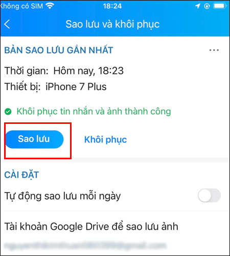 Cách khôi phục tin nhắn đã xóa trên Zalo bằng điện thoại