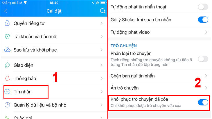 Cách khôi phục tin nhắn đã xóa trên Zalo bằng điện thoại
