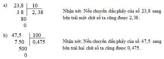 Vở bài tập Toán dành cho lớp 5 bài 65 Chia một số thập phân cho 10, 100, 1000