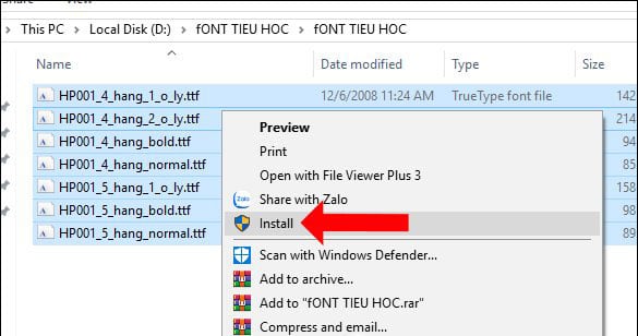 Mẫu font chữ tập viết tiểu học đẹp nhất