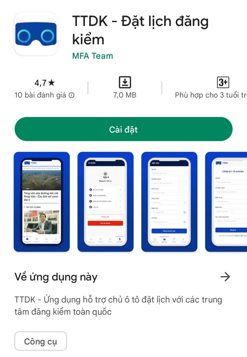 Cách đăng ký đặt lịch hẹn đăng kiểm xe trên điện thoại