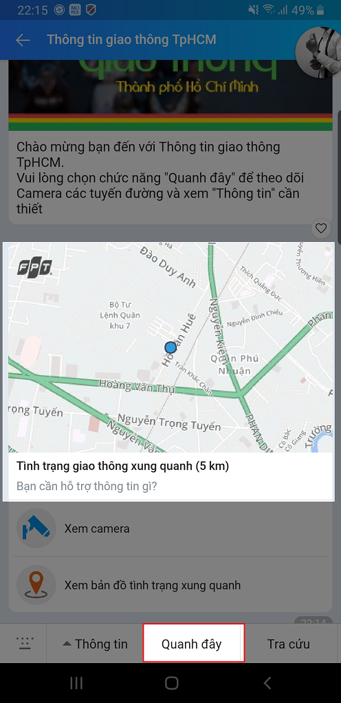 Cách xem camera khu vực ngập nước, kẹt xe tại TPHCM trên điện thoại