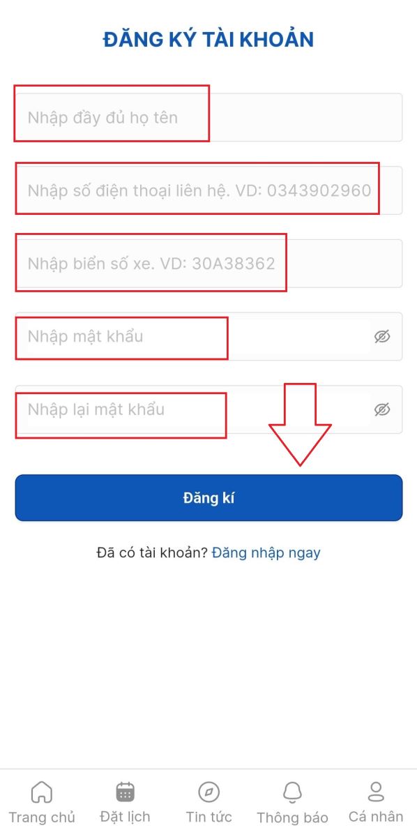 Cách đăng ký đặt lịch hẹn đăng kiểm xe trên điện thoại