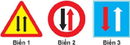 Biển báo nào dưới đây chỉ dẫn "được ưu tiên qua đường hẹp"?