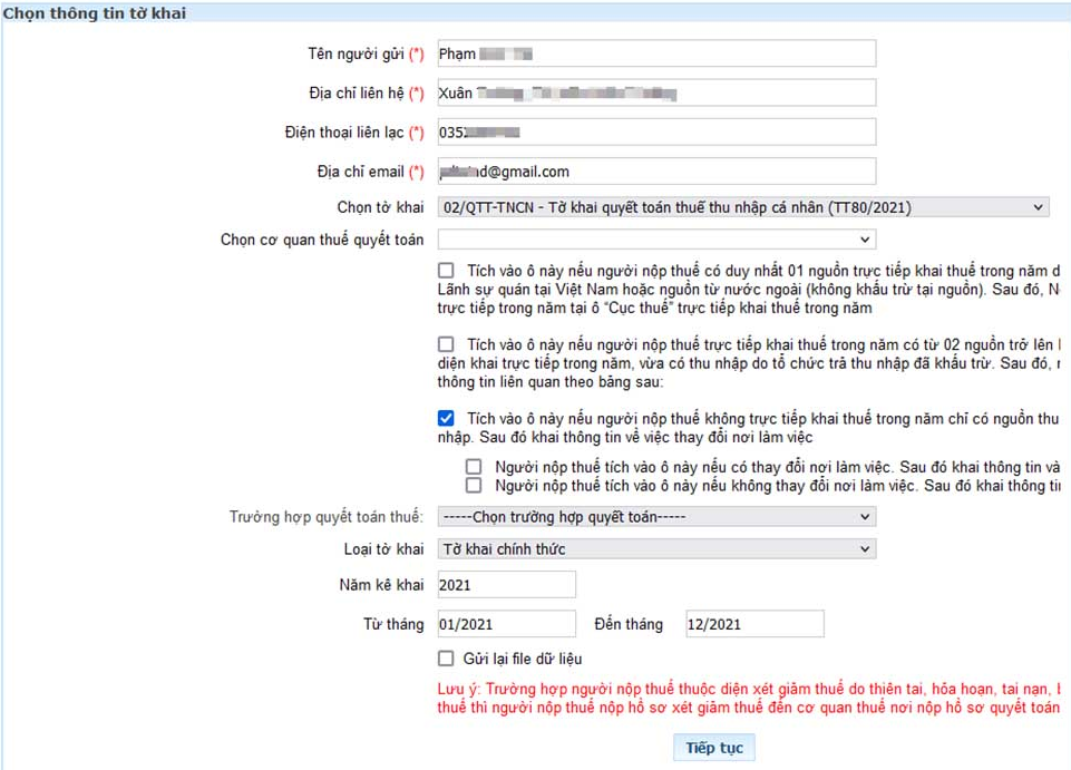 Hướng dẫn gửi tờ khai quyết toán thuế TNCN online chi tiết nhất