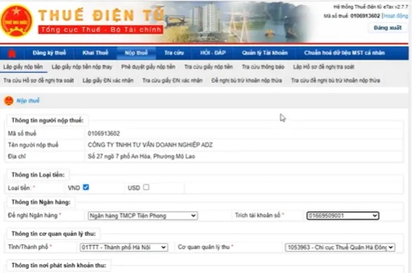 Hướng dẫn cách nộp thuế môn bài online năm 2024