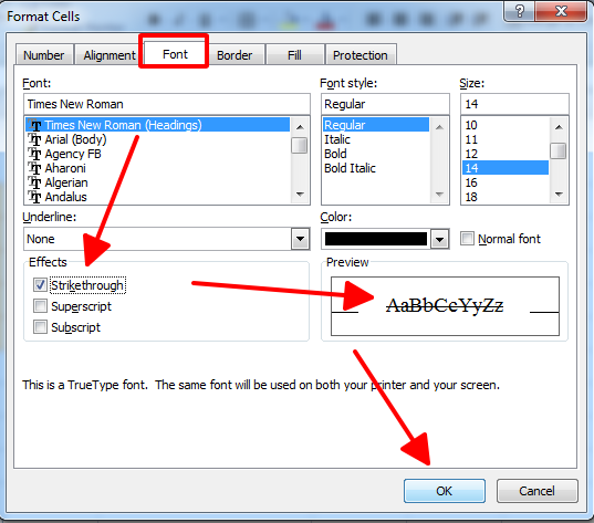 Cách gạch ngang chữ trong Excel đơn giản, nhanh nhất