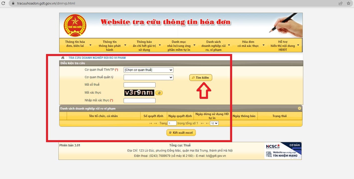 Cách tra cứu danh sách doanh nghiệp thuộc loại rủi ro cao về thuế