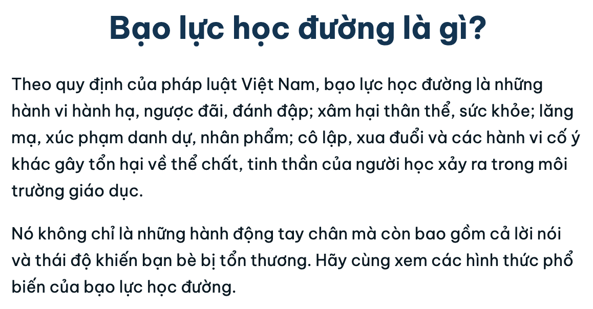 Nguyên nhân và tác hại của bạo lực học đường GDCD lớp 7
