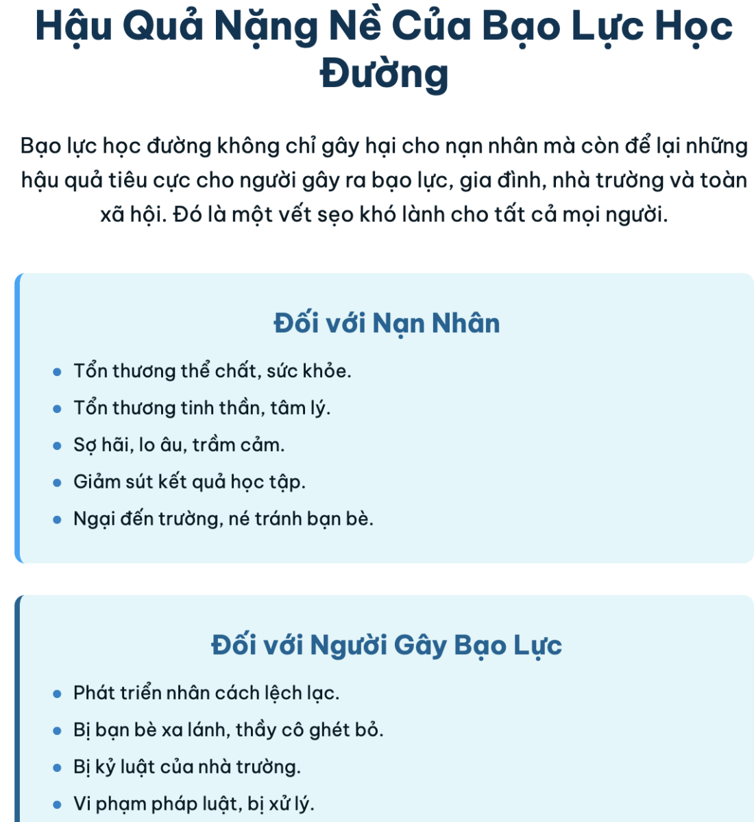 Nguyên nhân và tác hại của bạo lực học đường GDCD lớp 7