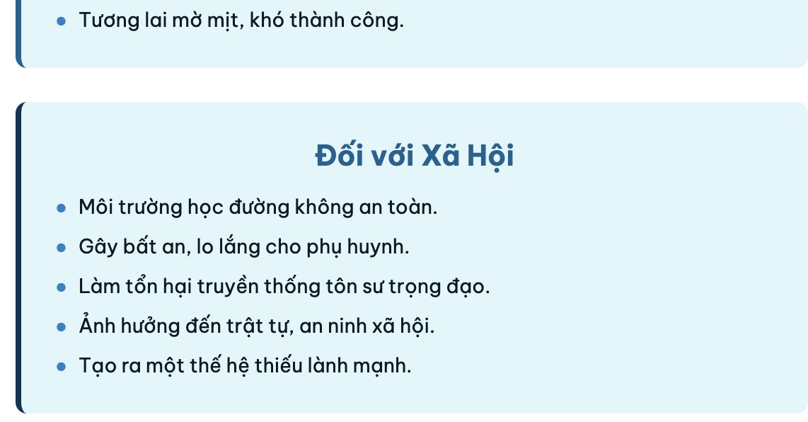 Nguyên nhân và tác hại của bạo lực học đường GDCD lớp 7