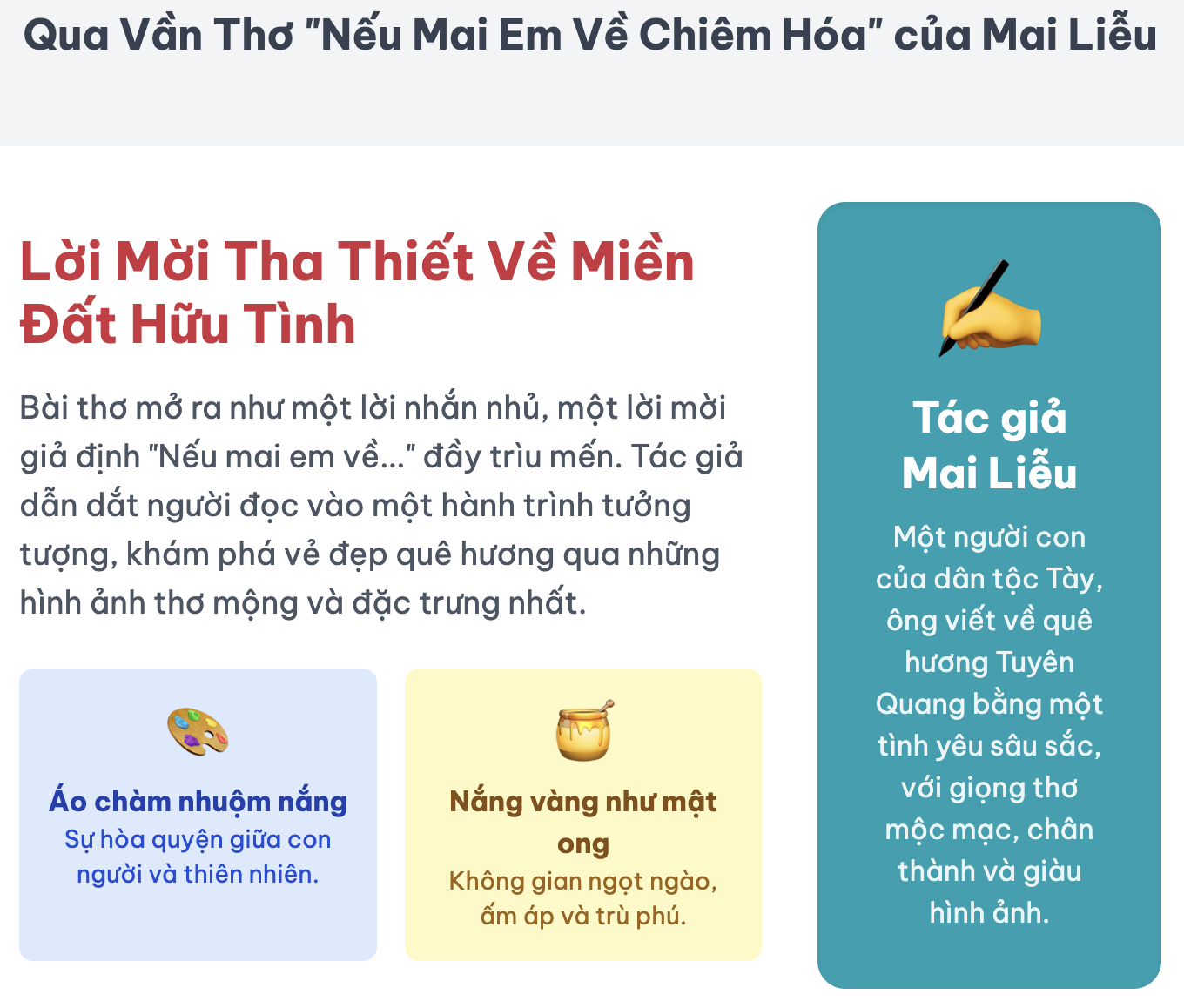 Phân tích bài thơ Nếu mai em về Chiêm Hóa lớp 8 hay nhất