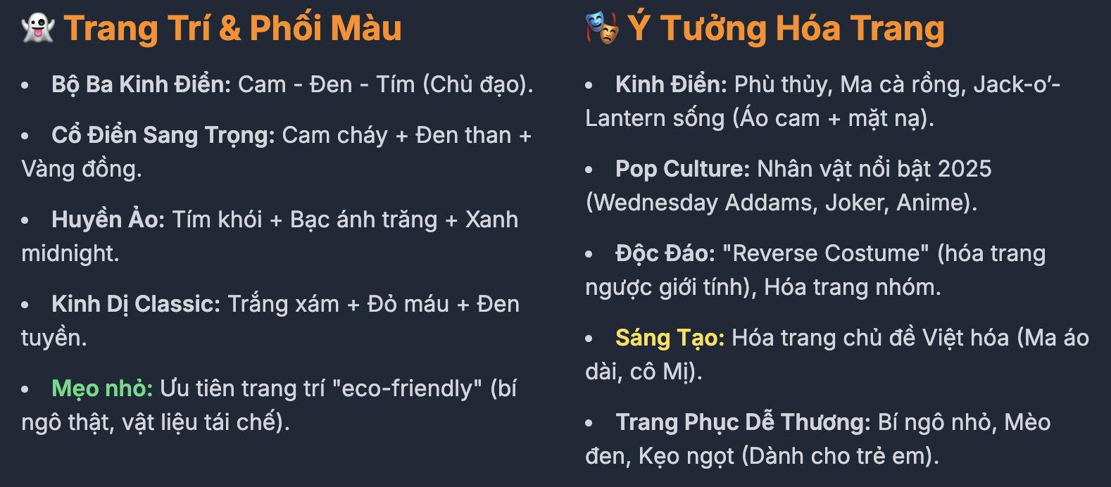 Màu truyền thống của Halloween là màu gì? Ý tưởng hoá trang Halloween 2025