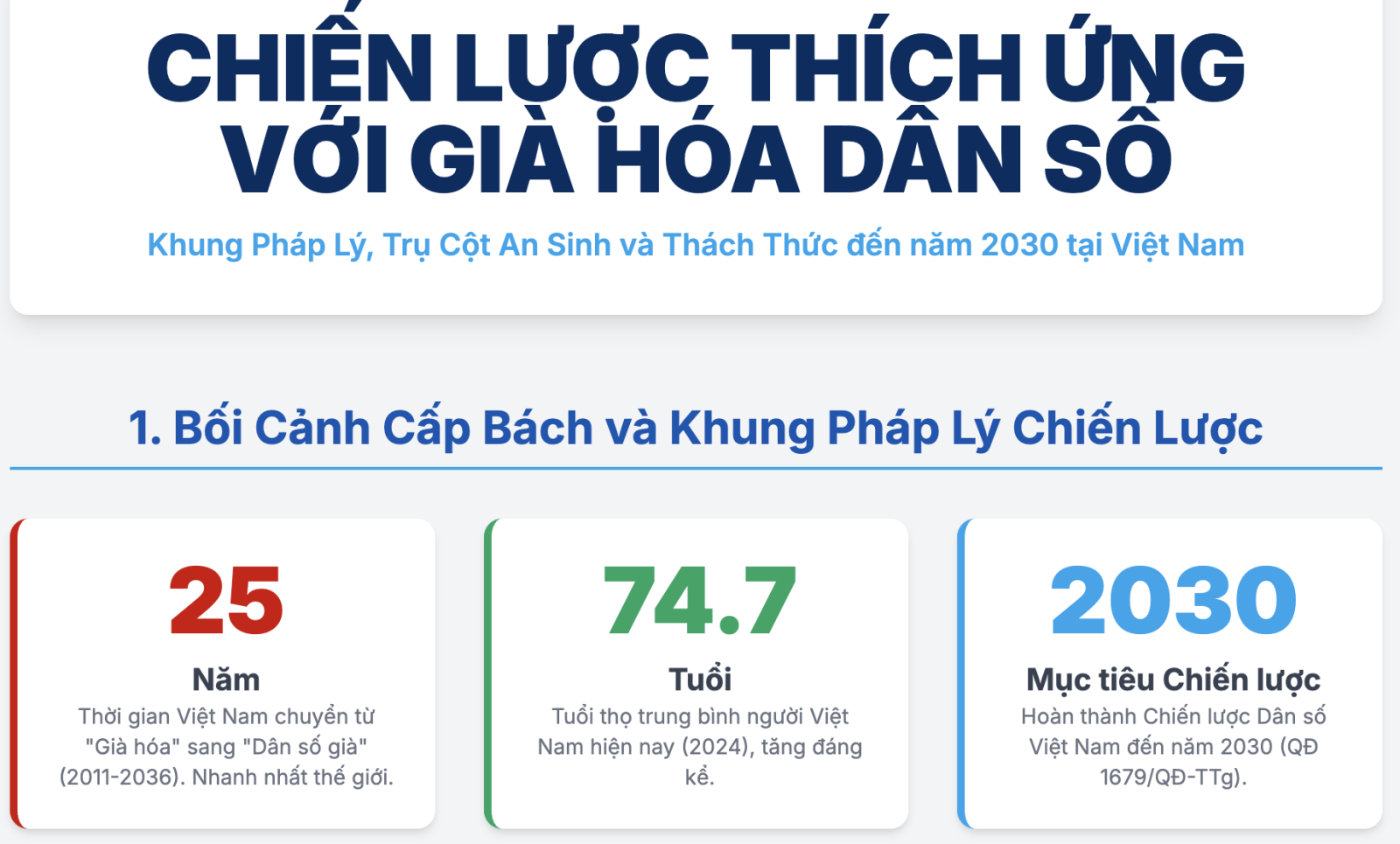 Chính sách về thích ứng với già hóa dân số hiện nay như thế nào?