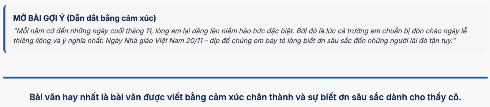 Bài văn tả ngày nhà giáo Việt Nam 20/11 ngắn, hay