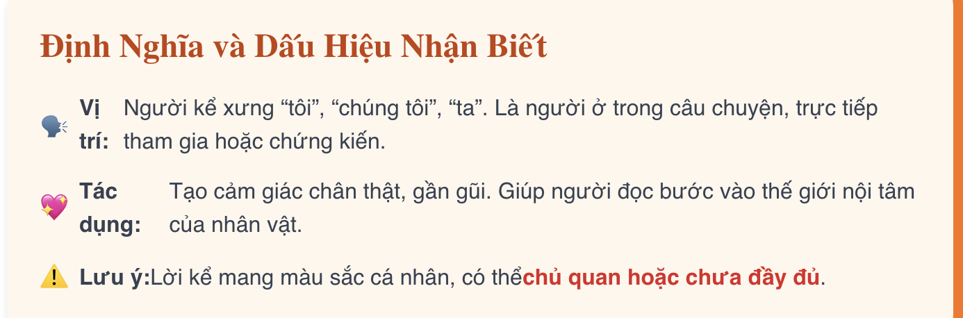 Ngôi kể thứ nhất (1) là gì? Tác dụng của ngôi kể thứ 1? Ví dụ về ngôi kể thứ nhất?