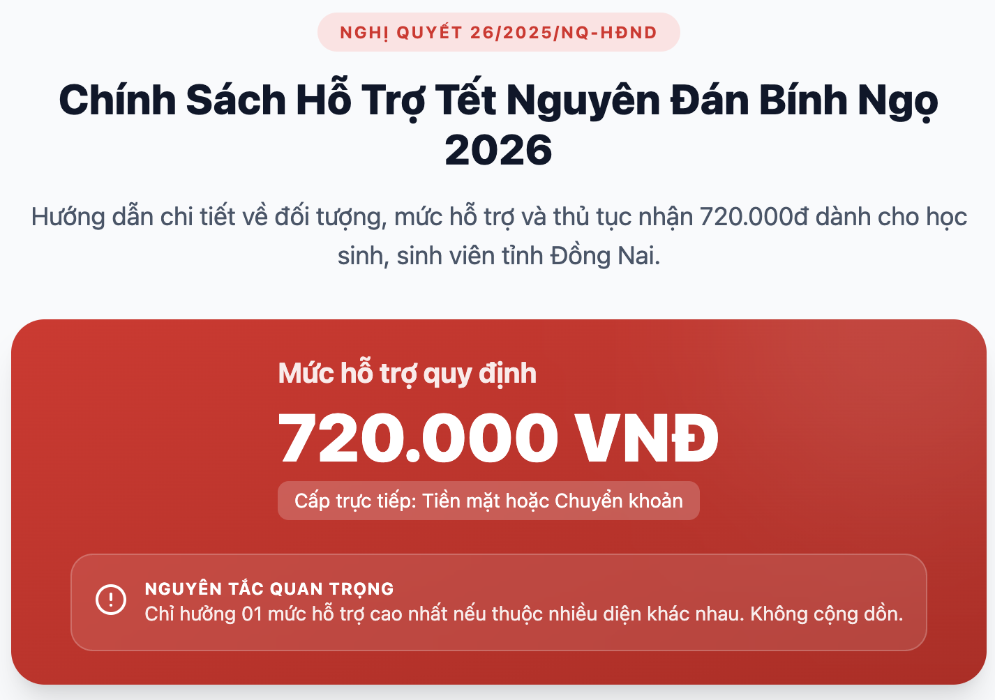 Học sinh thuộc diện nào được hỗ trợ hơn 700.000 đồng dịp Tết 2026 theo Nghị quyết 26?