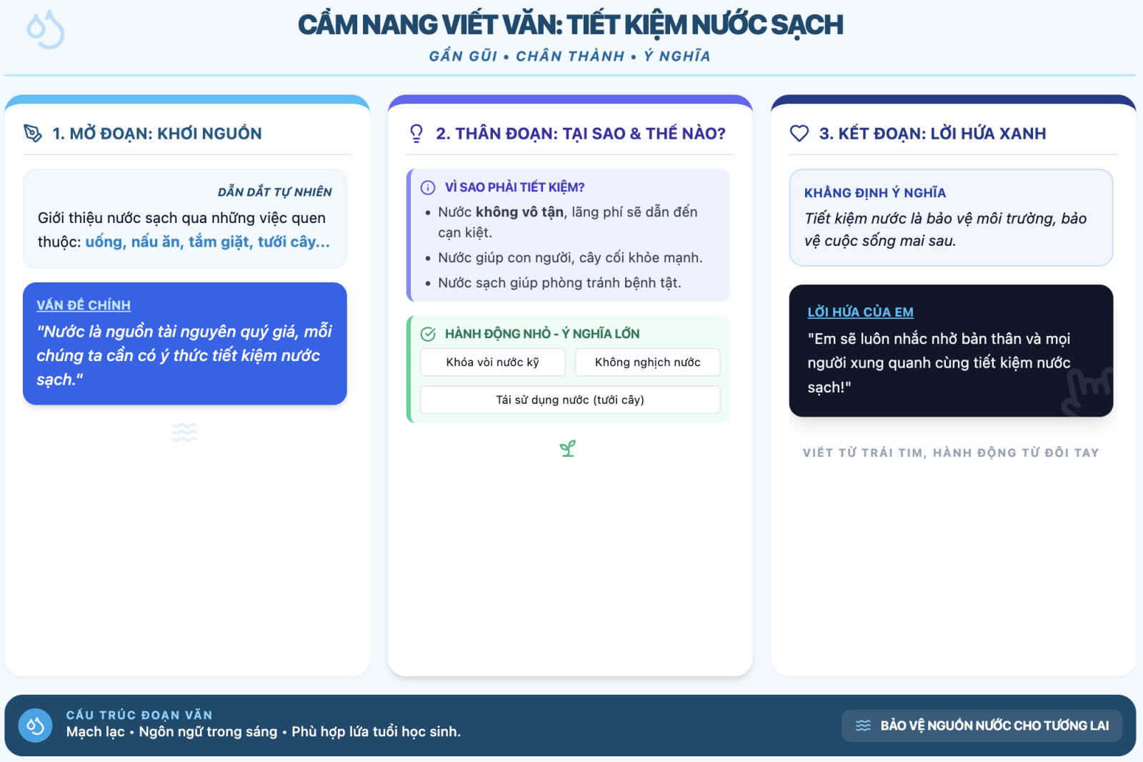 Viết một đoạn văn nêu suy nghĩ của em về việc tiết kiệm nước sạch