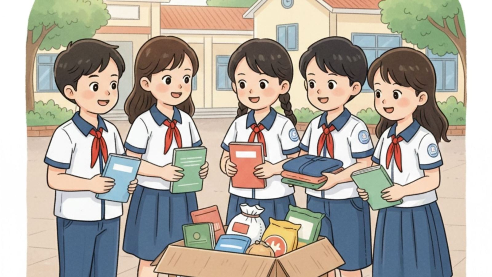 Đoạn văn nêu ý kiến tán thành một hoạt động ủng hộ giúp đỡ các bạn học sinh vùng thiên tai