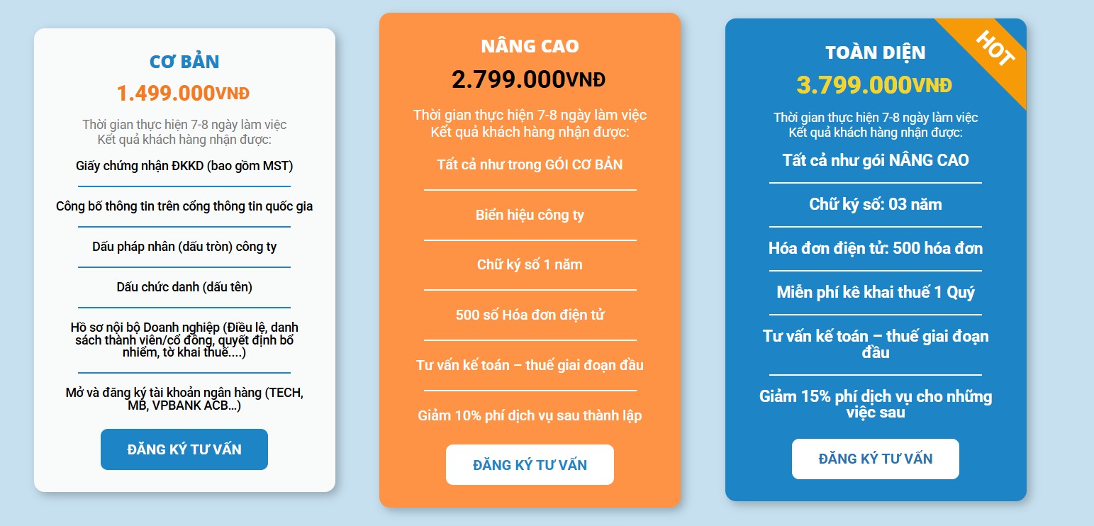 Bảng giá thành lập công ty TNHH 1 thành viên do cá nhân làm chủ sở hữu