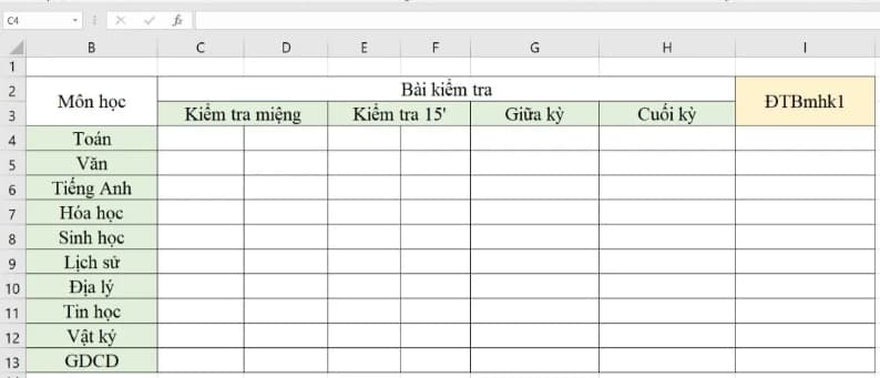 Hướng dẫn cách tính điểm trung bình môn kỳ 1 nhanh nhất?