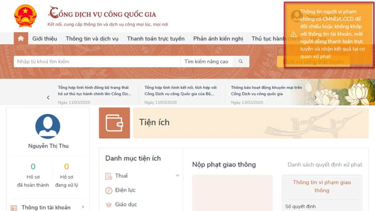 Cách nộp phạt vi phạm giao thông trực tuyến, nhận kết quả tại nhà