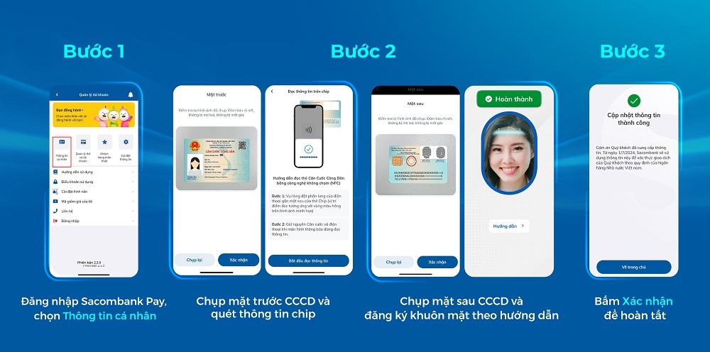 Hướng dẫn xác thực sinh trắc học tại Ngân hàng Sacombank?