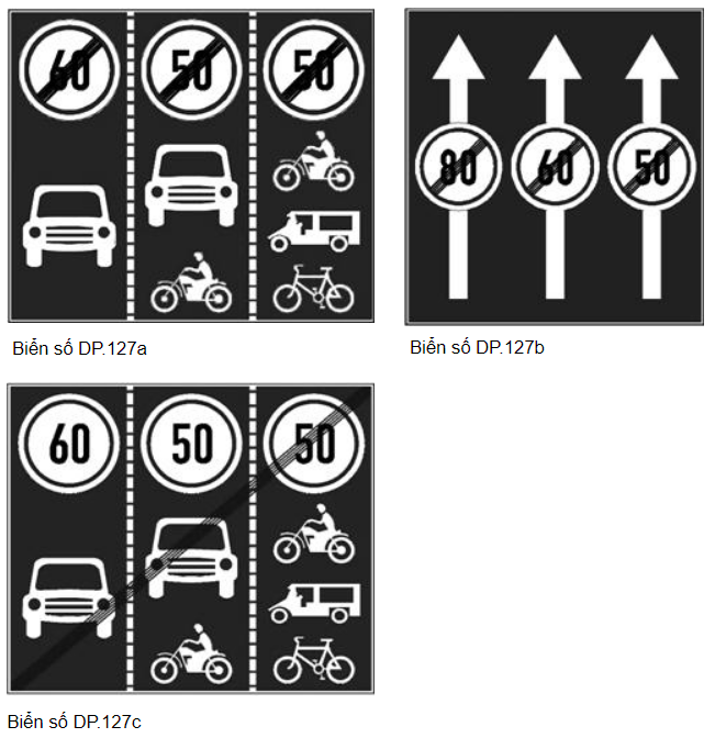  Biển số DP.127 "Biển hết tốc độ tối đa cho phép theo biển ghép"