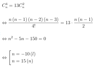 Điều kiện n ∈ ℕ, n ≥ 4