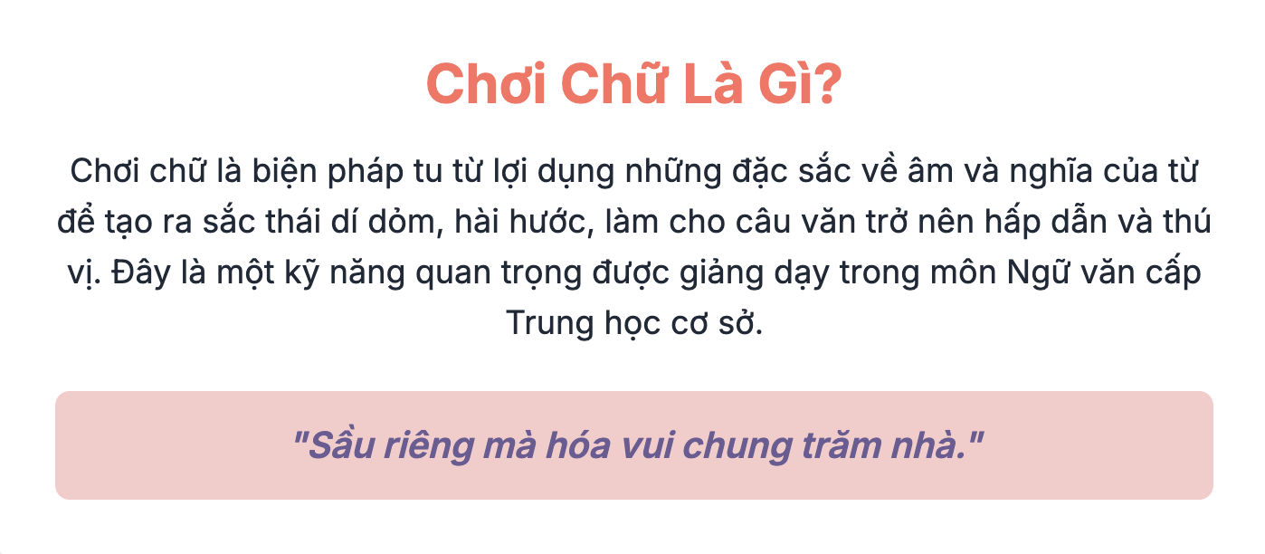 Chơi chữ là gì? Tác dụng và ví dụ về biện pháp tu từ chơi chữ lớp 9