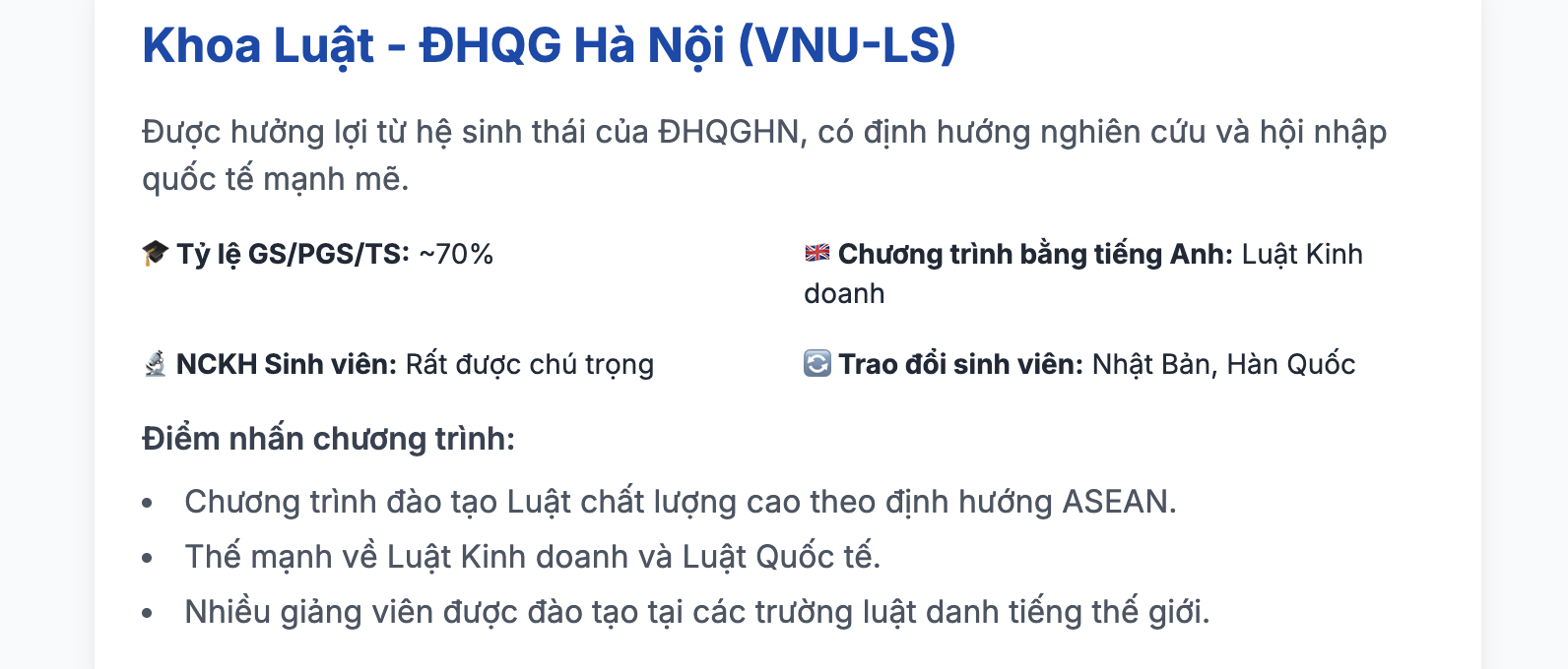 Danh sách các Trường đại học đào tạo ngành Luật ở Hà Nội và TP HCM
