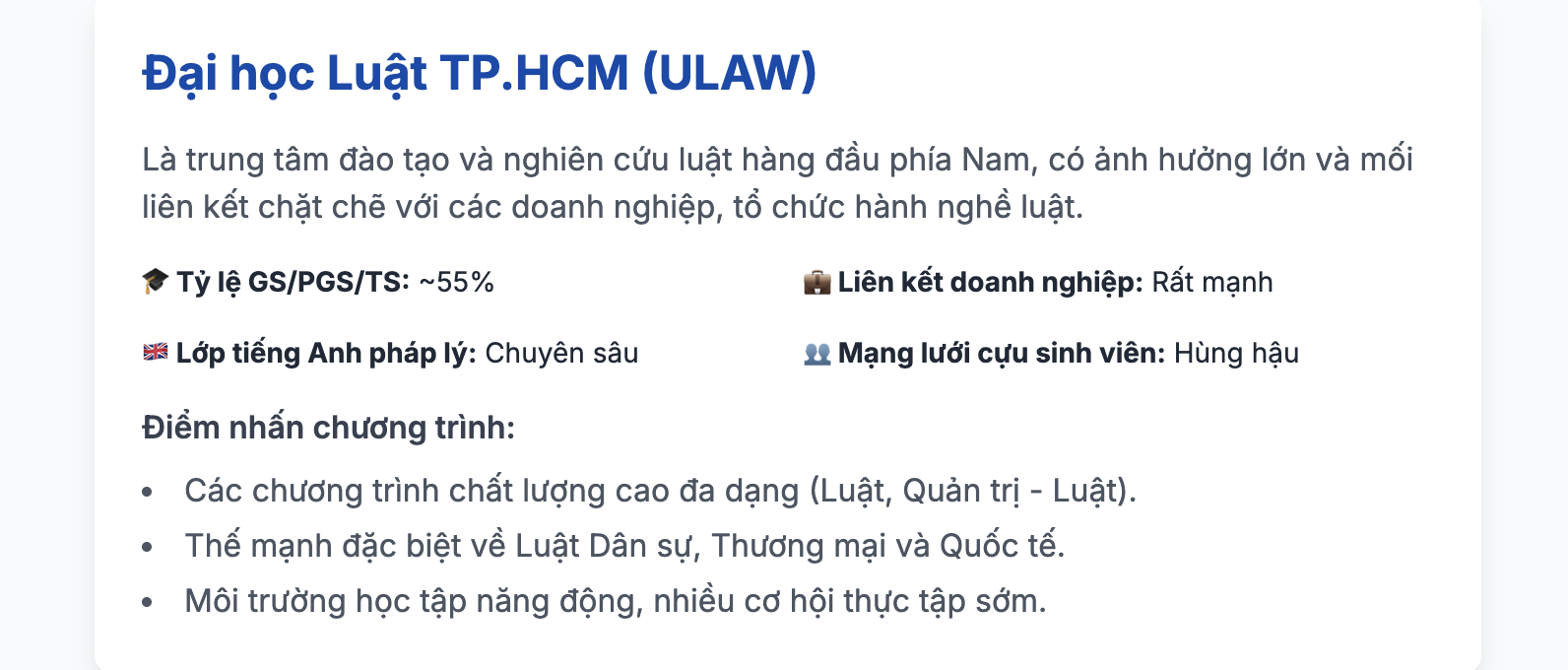 Danh sách các Trường đại học đào tạo ngành Luật ở Hà Nội và TP HCM