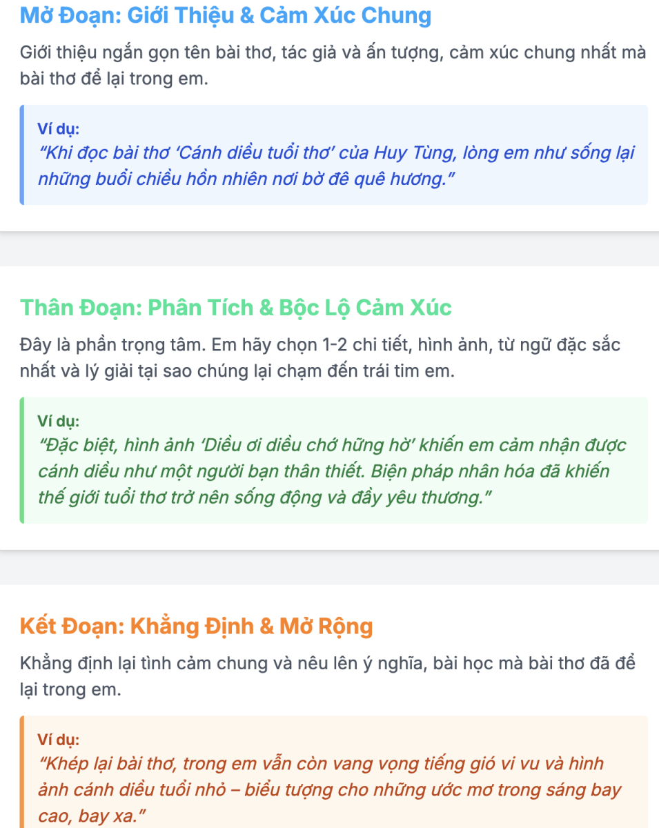 Đoạn văn thể hiện tình cảm cảm xúc của em về 1 bài thơ thuộc chủ điểm thế giới tuổi thơ