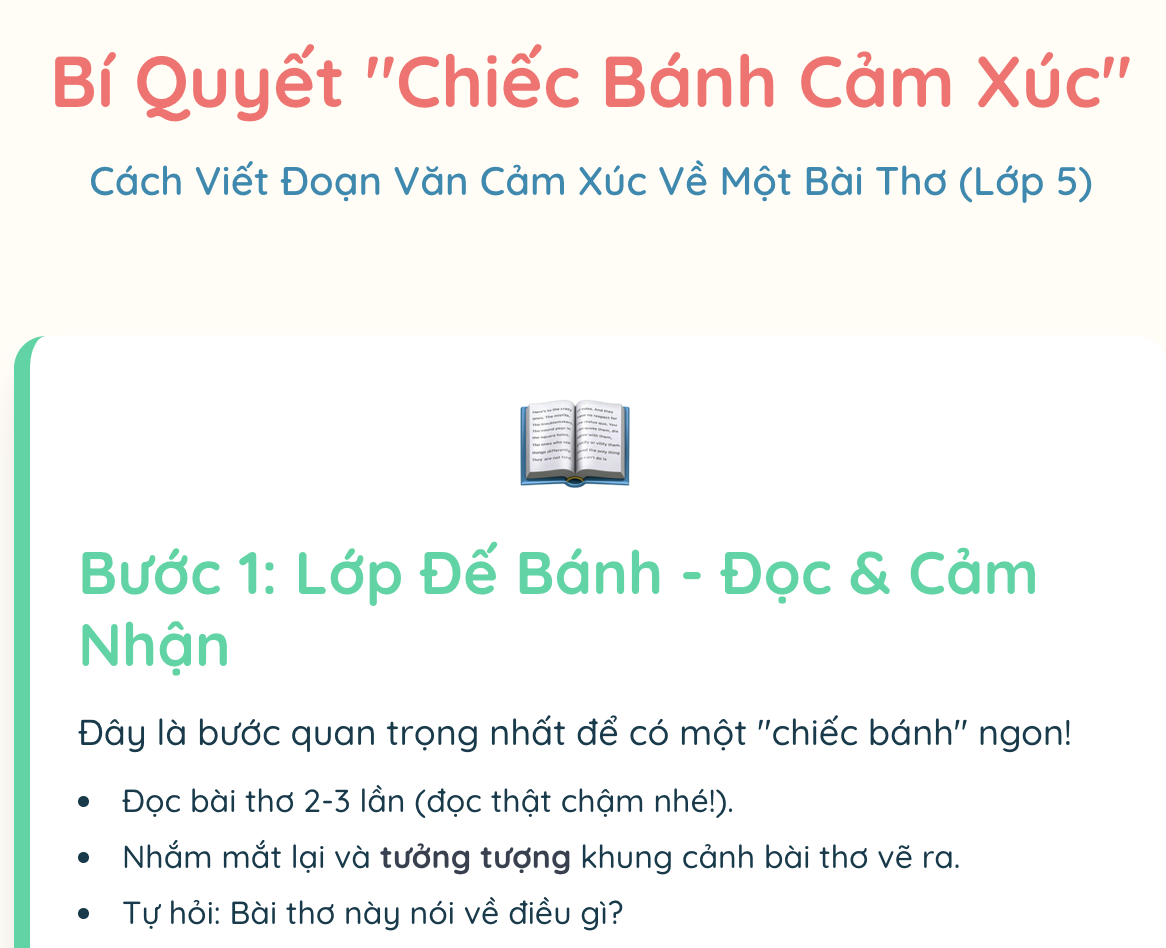 Viết đoạn văn thể hiện tình cảm cảm xúc về một bài thơ lớp 5