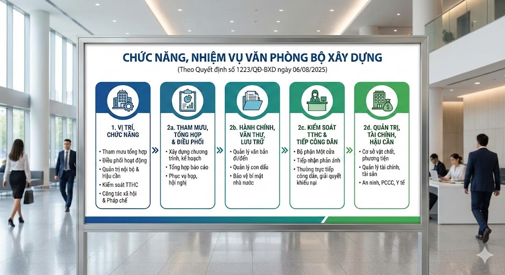 Chức năng, nhiệm vụ, quyền hạn, cơ cấu tổ chức của văn phòng Bộ xây dựng