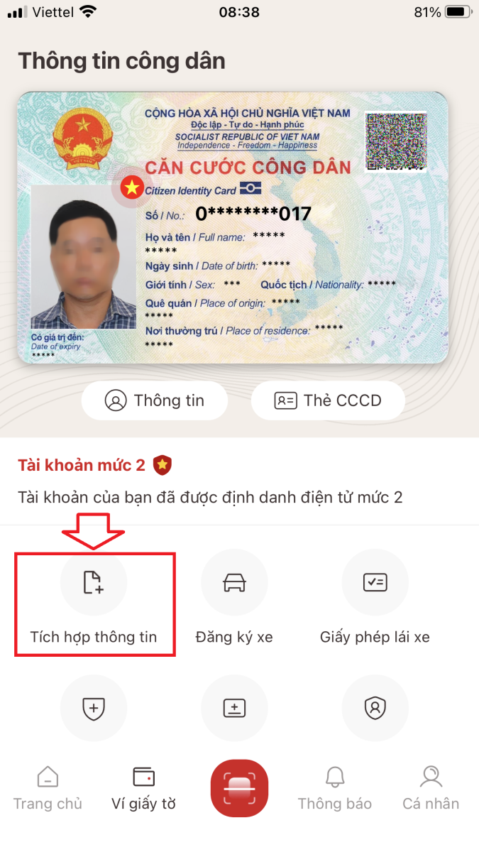 Cách tích hợp thẻ BHYT và giấy phép lái xe vào VNeID