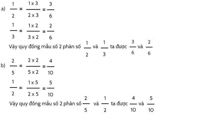 Toán lớp 4 trang 117, 118 Luyện tập quy đồng mẫu các phân số