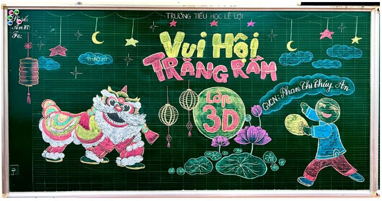 Mẫu trang trí bảng lớp Trung thu cho lớp học đẹp nhất 2024