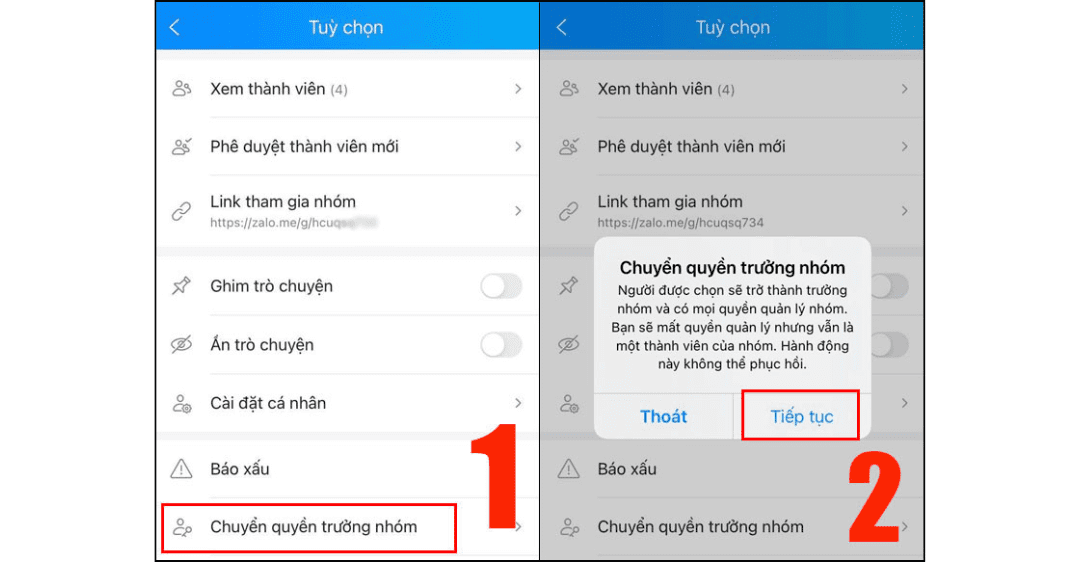 Cách chuyển quyền admin trưởng nhóm trong nhóm Zalo trên điện thoại
